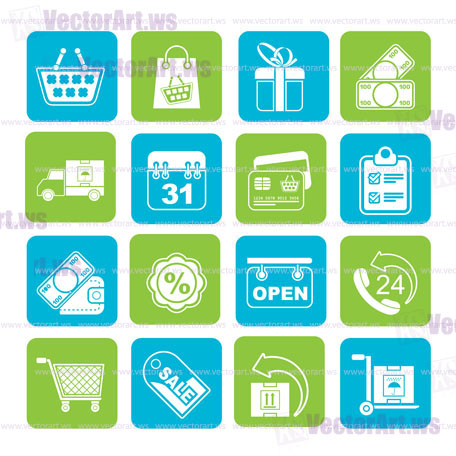 Silhouette Online shop icons - vector icon set