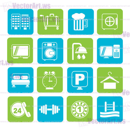 Silhouette Hotel and motel icons - Vector icon Set