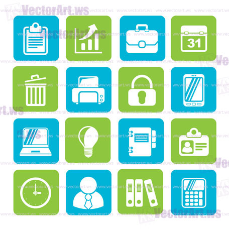 Silhouette Business and office icons - vector icon set