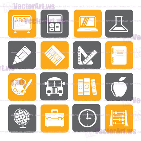 Silhouette School and education icons - vector icon set