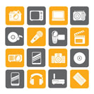 Silhouette Media and technology icons - vector icon set