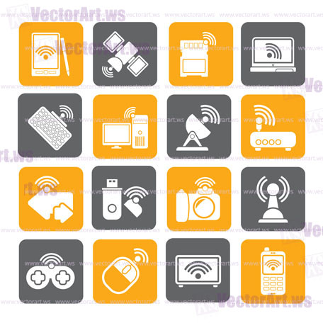 Silhouette Wireless and communications icons - vector icon set
