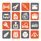 Silhouette Car parts and services icons - vector icon set 1