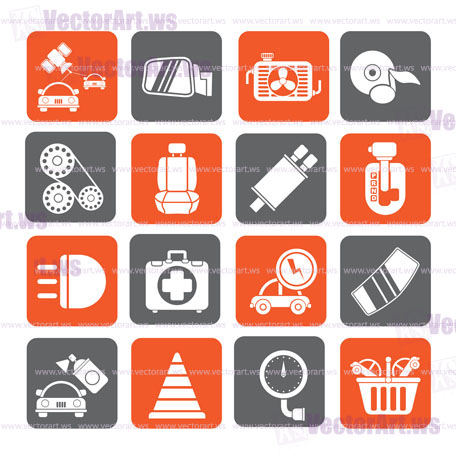 Silhouette Car parts and services icons - vector icon set 3