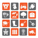 Silhouette Agriculture and farming icons - vector icon set