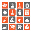 Silhouette Cleaning and hygiene icons - vector icon set