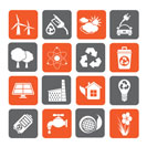 Silhouette Ecology, environment and recycling icons - vector icon set