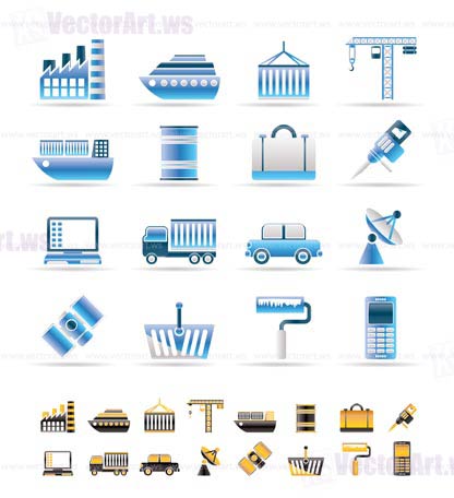 Industry and Business icons - vector icon set. 2 colors included.