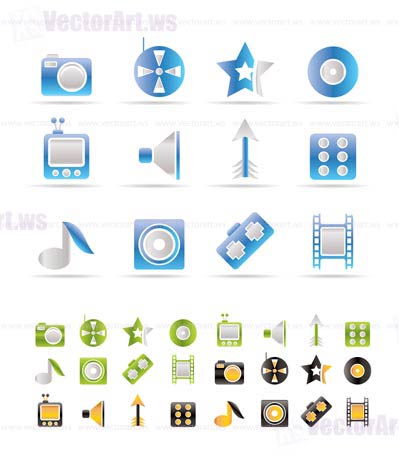 Entertainment Icons - Vector Icon Set - 3 colors included