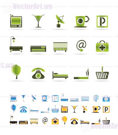 Hotel and motel icons  - Vector icon Set