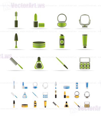 cosmetic and make up icons - vector icon set - 3 colors included