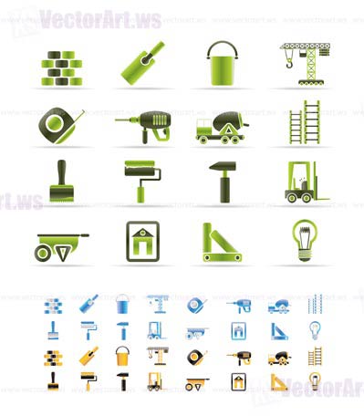 Construction and Building icons - vector Icon Set  - 3 colors included