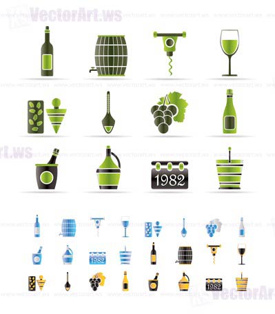 Wine Icons - Vector Icon Set