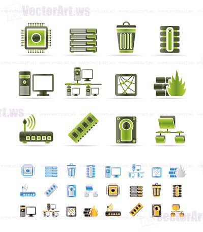Computer and website icons - vector icon set - 3 colors included