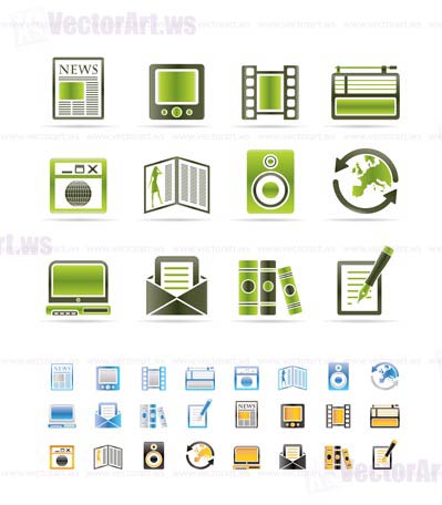 Media and information icons - Vector Icon Set  - 3 colors included