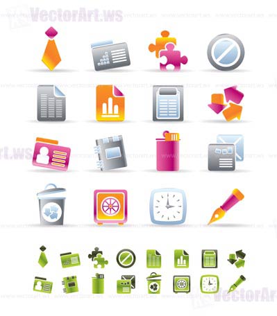 Realistic Business and Office Icons - vector icon set