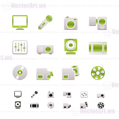 Media equipment icons - vector icon set - 2 colors included