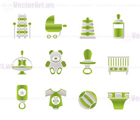 Child, Baby and Baby Online Shop Icons - Vector Icon Set