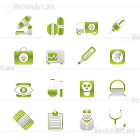 medical, hospital and health care icons - vector icon set