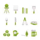 picnic, barbecue and grill icons - vector icon set
