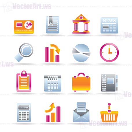 Business and Office Realistic Internet Icons - Vector Icon Set 3