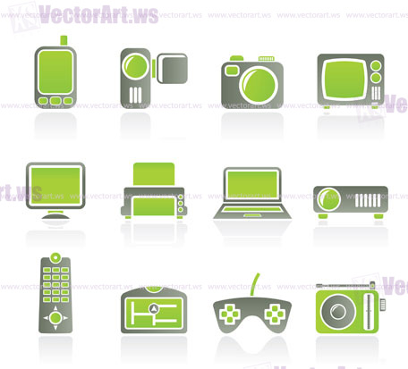 Hi-tech technical equipment icons - vector icon set