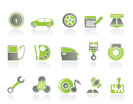 car parts, services and characteristics icons - vector icon set