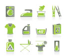 Washing machine and laundry icons - vector icon set