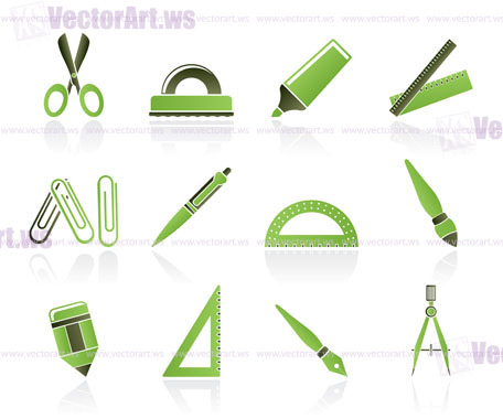 school and office tools icons- vector icon set