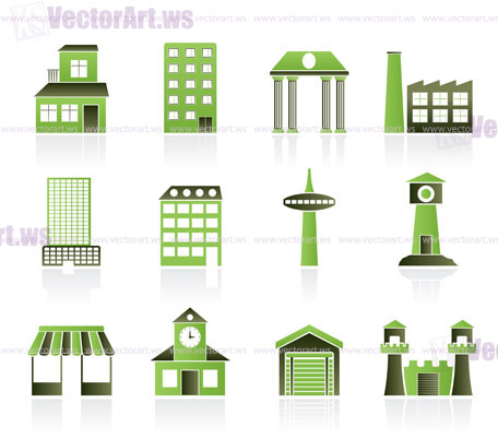 different kind of building and City icons - vector icon set