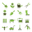 Garden and gardening tools and objects icons - vector icon set