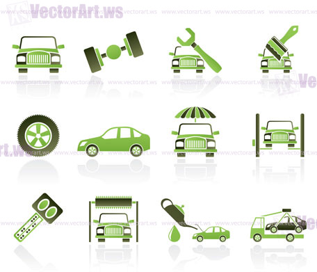 auto service and transportation icons - vector icon set