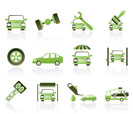 auto service and transportation icons - vector icon set