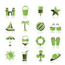 Beach, sea and holiday icons - vector icon set