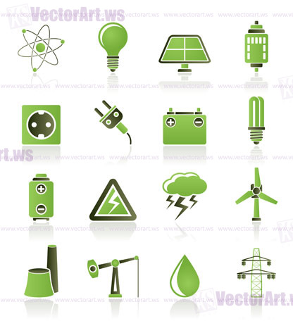 Power and electricity industry icons - vector icon set