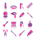 cosmetic, make up and hairdressing icons - vector icon set