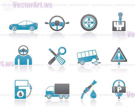 car services and transportation icons - vector icon set