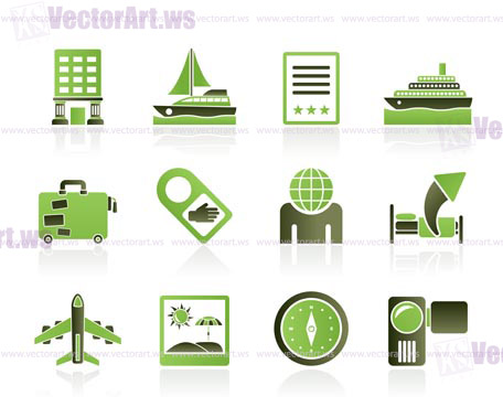 Travel, vacation and holidays icon - vector icon set