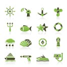 Marine and sea icons - vector icon set