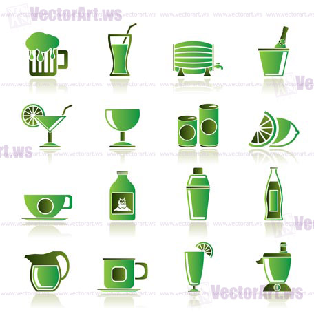 beverages and drink icons - vector  icon set