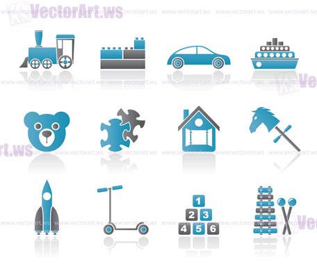 Different Kinds of Toys Icons - Vector Icon Set