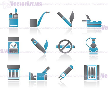 Smoking and cigarette icons - vector icon set