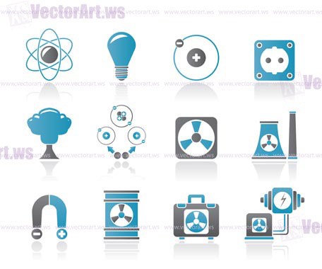 Atomic and Nuclear Energy Icons - vector icon set