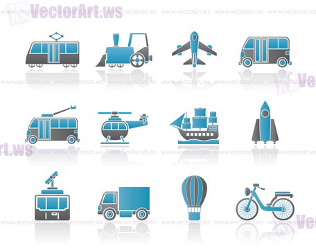 Travel and transportation icons - vector icon set