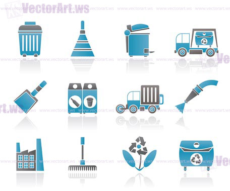 Cleaning Industry and environment Icons - vector icon set