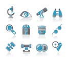 Optic and lens equipment icons - vector icon set