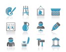 Fine art objects icons - vector icon set