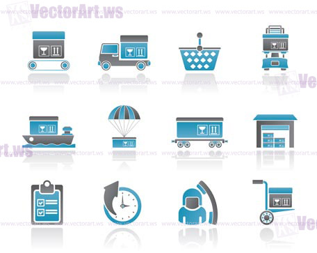 Logistic, cargo and shipping icons - vector icon set