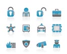 social security and police icons - vector icon set