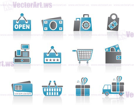 shopping and retail icons - vector icon set